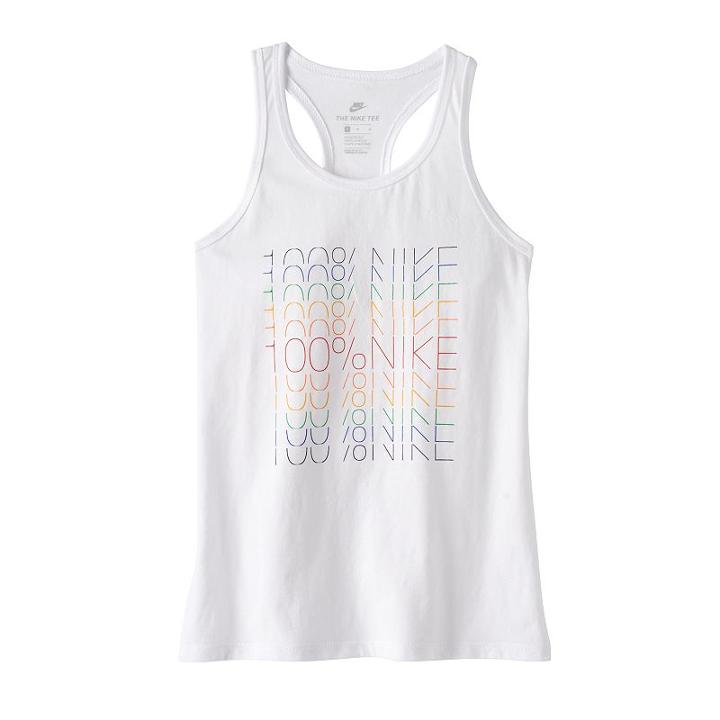 Girls 7-16 Nike 100% Nike Racerback Active Tank Top, Girl's, Size: Large, White