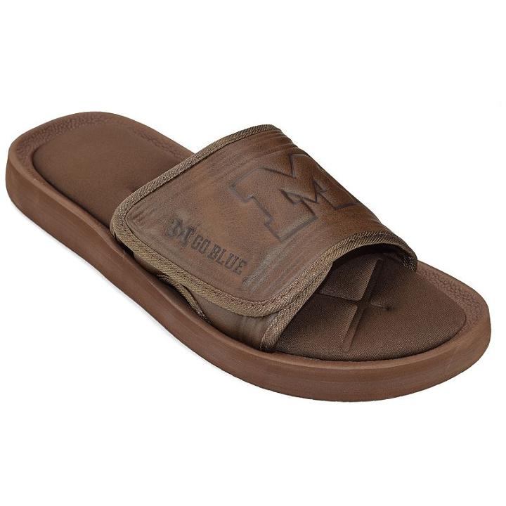 Adult Michigan Wolverines Memory Foam Slide Sandals, Size: Xs, Brown