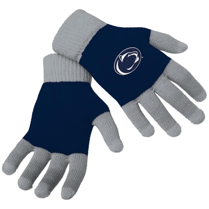 Adult Forever Collectibles Penn State Nittany Lions Knit Colorblock Gloves, Adult Unisex, Multicolor