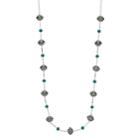 Silver Tone & Aqua Beaded Long Necklace, Women's, Turq/aqua