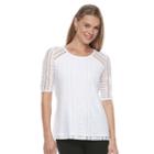 Women's Dana Buchman Lace Tee, Size: Medium, White