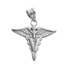 Logoart Sterling Silver V Caduceus Veterinarian Pendant, Women's, Grey