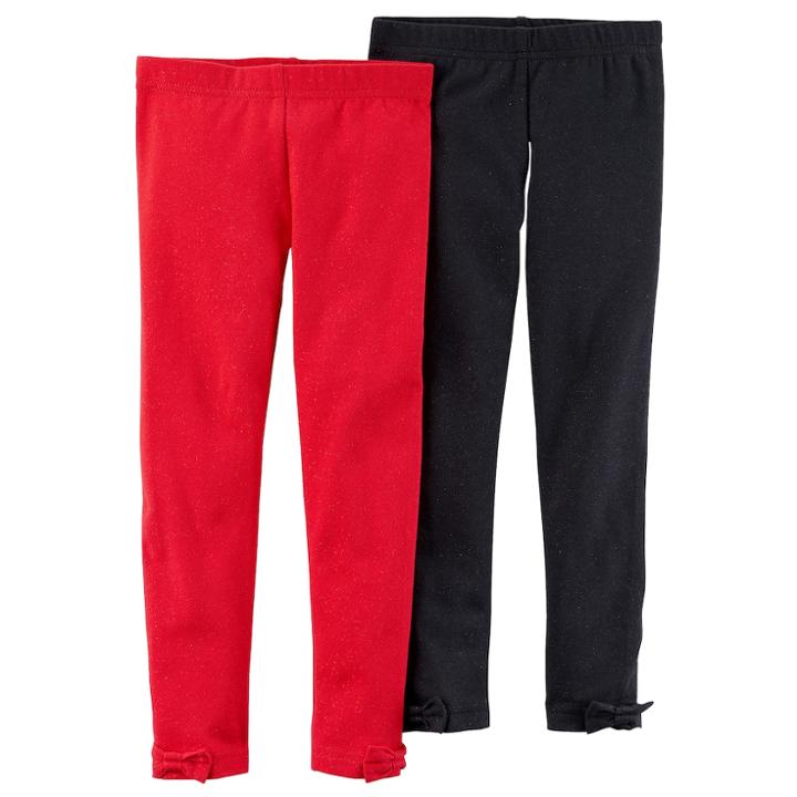 Girls 4-8 Carter's 2-pk Glitter Bow Leggings, Size: 4, Multicolor