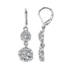 1928 Pave Crystal Double Drop Earrings, Women's, White