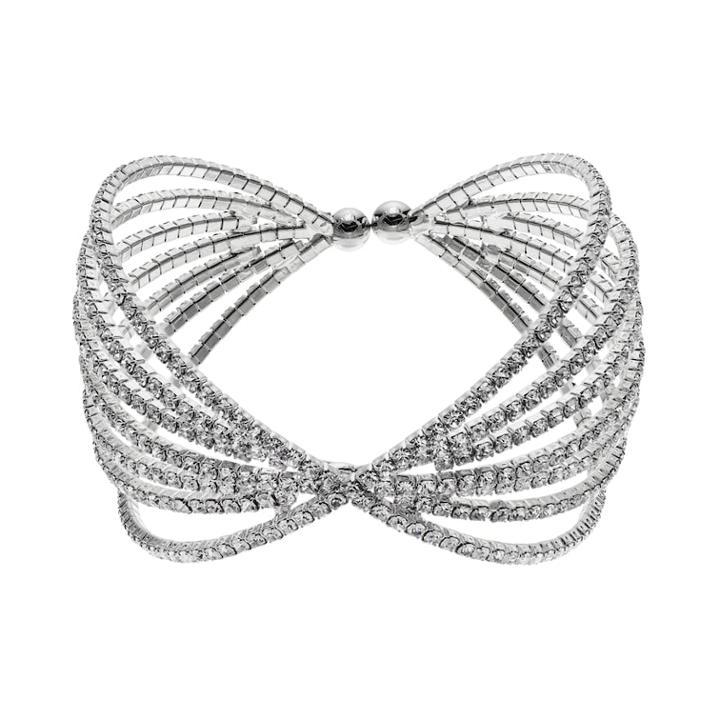 Crystal Avenue Bow Cuff Bracelet, Women's, Size: 7.25, Grey