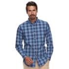 Men's Croft & Barrow&reg; Classic-fit Plaid Easy-care Button-down Shirt, Size: Large, Dark Blue