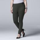 Plus Size Simply Vera Vera Wang Pull-on Skinny Pants, Women's, Size: 1xl, Dark Green
