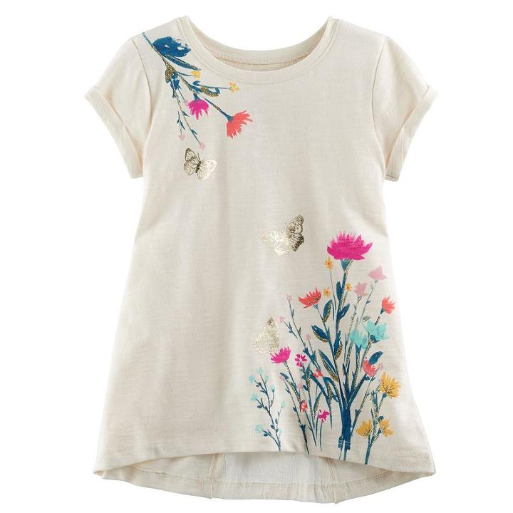 Girls 4-12 Sonoma Goods For Life&trade; Short-sleeved Tee With Back Inset, Size: 6x, Lt Beige