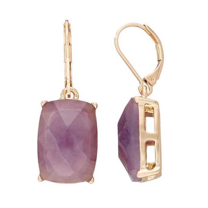 Dana Buchman Purple Faceted Rectangular Drop Earrings, Women's
