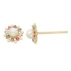 Junior Jewels Freshwater Cultured Pearl & Cubic Zirconia 14k Gold Flower Stud Earrings - Kids, Girl's, Multicolor