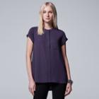 Women's Simply Vera Vera Wang Chiffon Top, Size: Small, Drk Purple