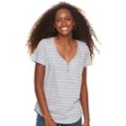 Juniors' So&reg; Striped Henley Tee, Teens, Size: Xs, Light Grey
