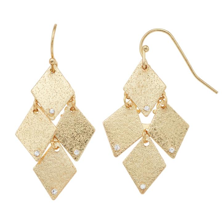 Lc Lauren Conrad Textured Kite Drop Earrings, Women's, Gold