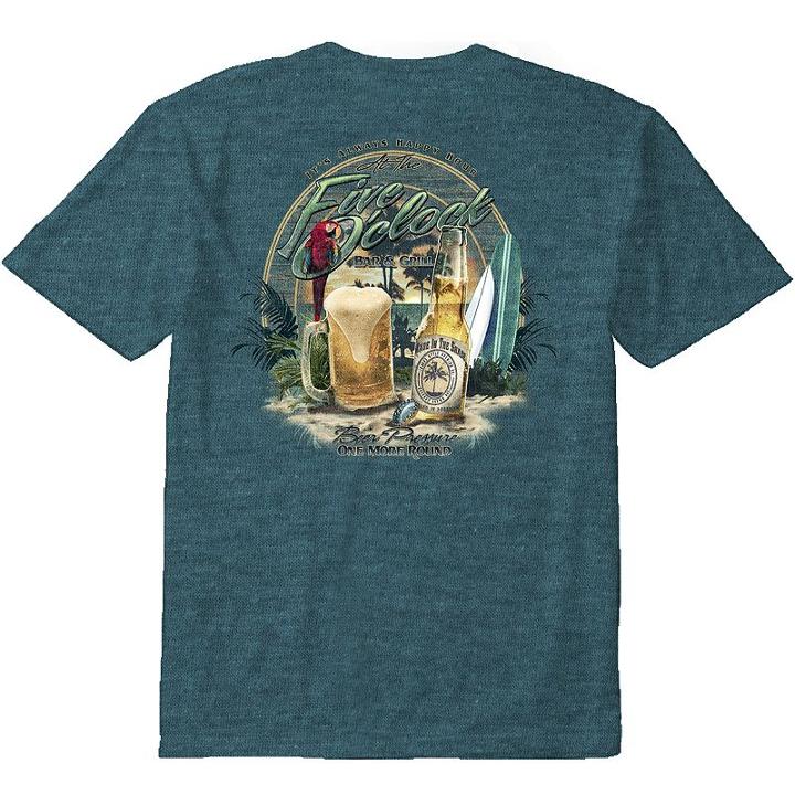 Men's Newport Blue Five O'clock Bar & Grill Tee, Size: Xxl, Dark Green