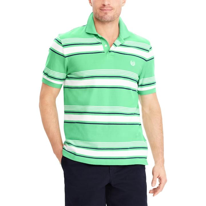 Men's Chaps Classic-fit Striped Stretch Polo, Size: Medium, Green