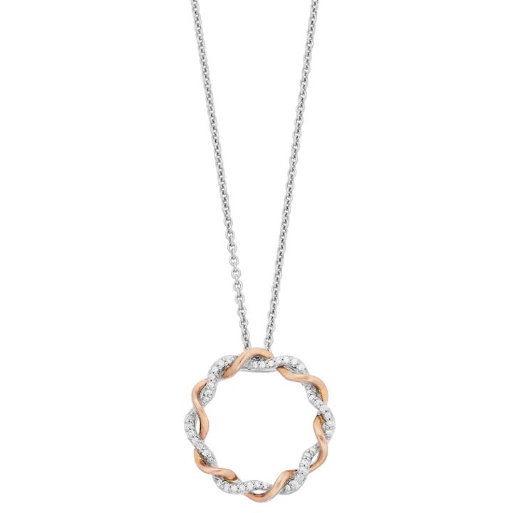 Simply Vera Vera Wang Sterling Silver & 14k Rose Gold 1/10 Carat T.w. Diamond Rope Circle Pendant Necklace, Women's, Size: 18, White