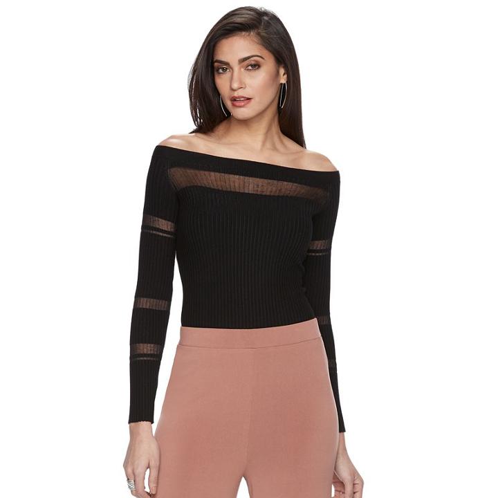 Women's Jennifer Lopez Luxe Essentials Off-the-shoulder Bodysuit, Size: Xl, Black
