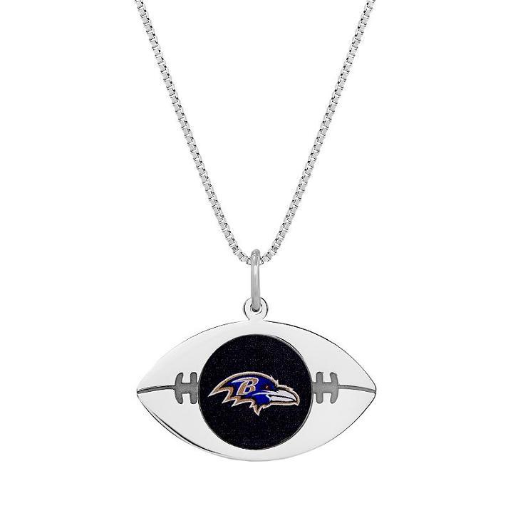 Sterling Silver Baltimore Ravens Football Pendant Necklace, Women's, Size: 24, Grey