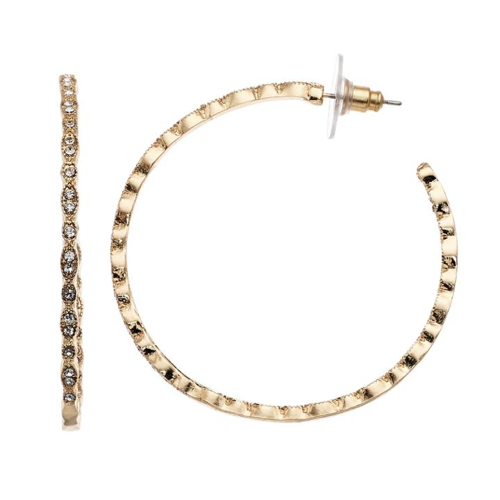 Lc Lauren Conrad Textured Nickel Free Hoop Earrings, Women's, Gold