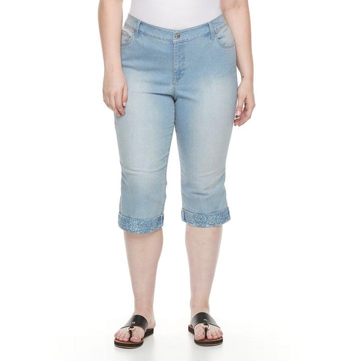 Plus Size Gloria Vanderbilt Alexandra Cuffed Capri Jeans, Women's, Size: 16 W, Med Blue