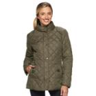 Women's Weathercast Quilted Barn Jacket, Size: Xl, Beig/green (beig/khaki)