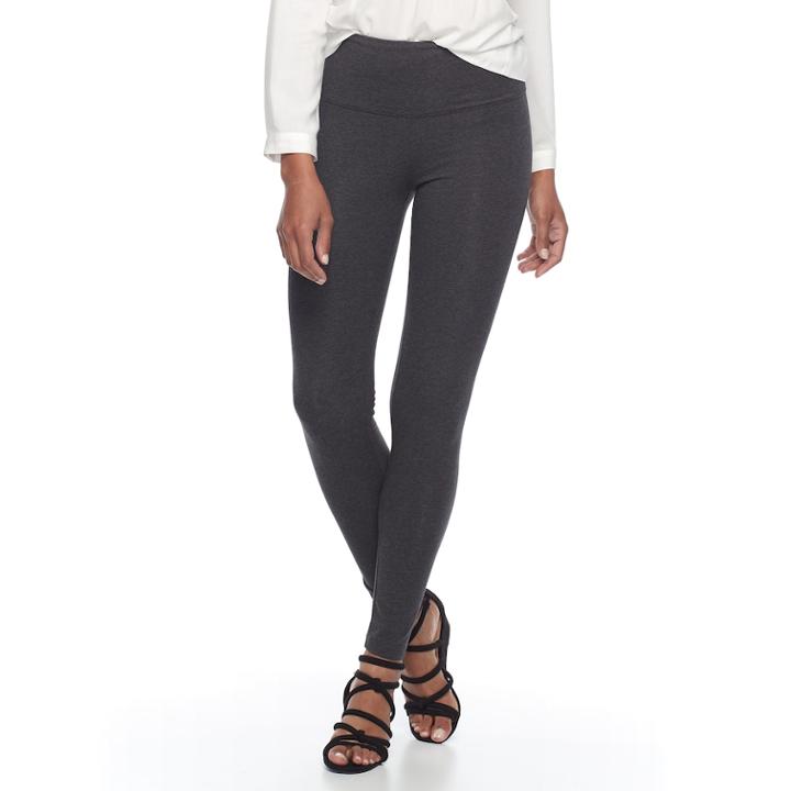 Women's Croft & Barrow&reg; Tummy Control Leggings, Size: Large, Dark Grey