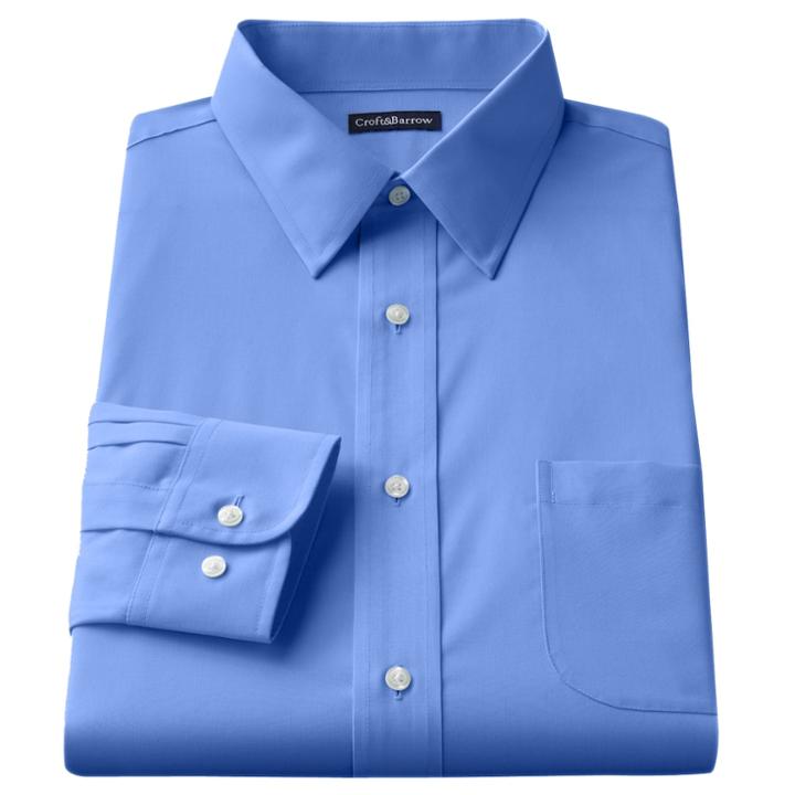 Big & Tall Croft & Barrow&reg; Easy Care Point-collar Dress Shirt, Men's, Size: 19 36/7b, Blue