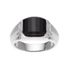 Men's Sterling Silver Onyx & Diamond Accent Ring, Size: 11, Black