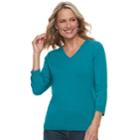 Women's Croft & Barrow&reg; V-neck Lightweight Sweater, Size: Xxl, Dark Blue
