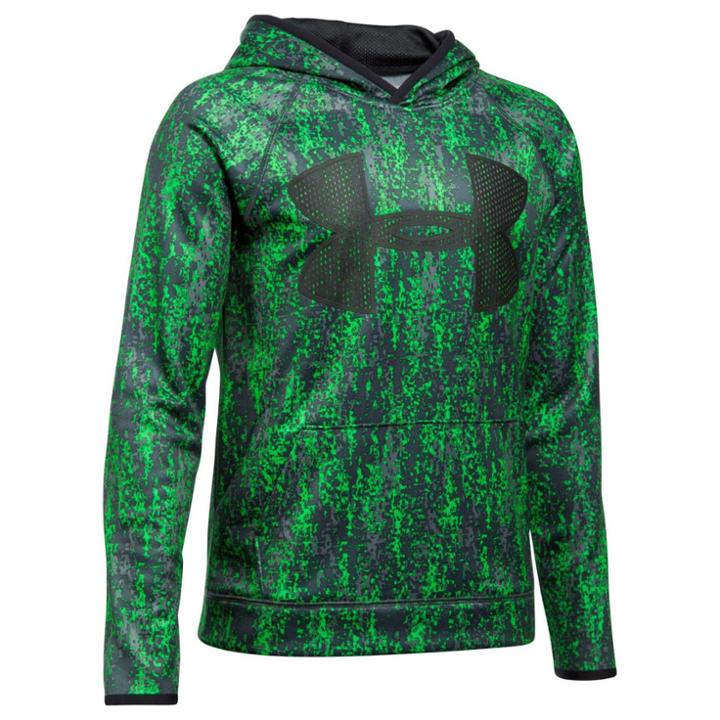 Boys 8-20 Under Armour Logo Performance Hoodie, Size: Medium, Lime Twist Black