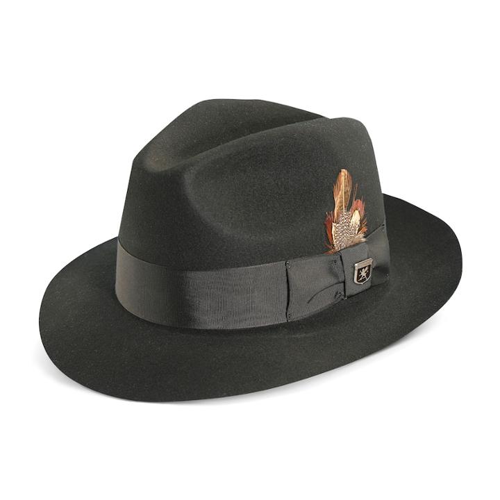 Men's Stetson Cannery Row Wool Felt Fedora, Size: Xxl, Black