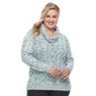 Plus Size Croft & Barrow&reg; Space-dyed Cowlneck Sweater, Women's, Size: 3xl, Turquoise/blue (turq/aqua)