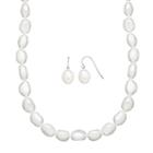 Freshwater By Honora Freshwater Cultured Pearl Necklace And Drop Earring Set, Women's, White