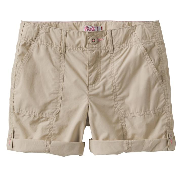 Girls 7-16 & Plus Size So&reg; Roll-tab Neon Solid Utility Bermuda Shorts, Size: 14 1/2, Lt Beige