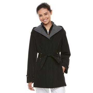 Women's Braetan Hooded Shawl Collar Rain Jacket, Size: Medium, Black