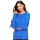 Women's Juicy Couture Tie Sleeve Sweatshirt, Size: Medium, Med Blue