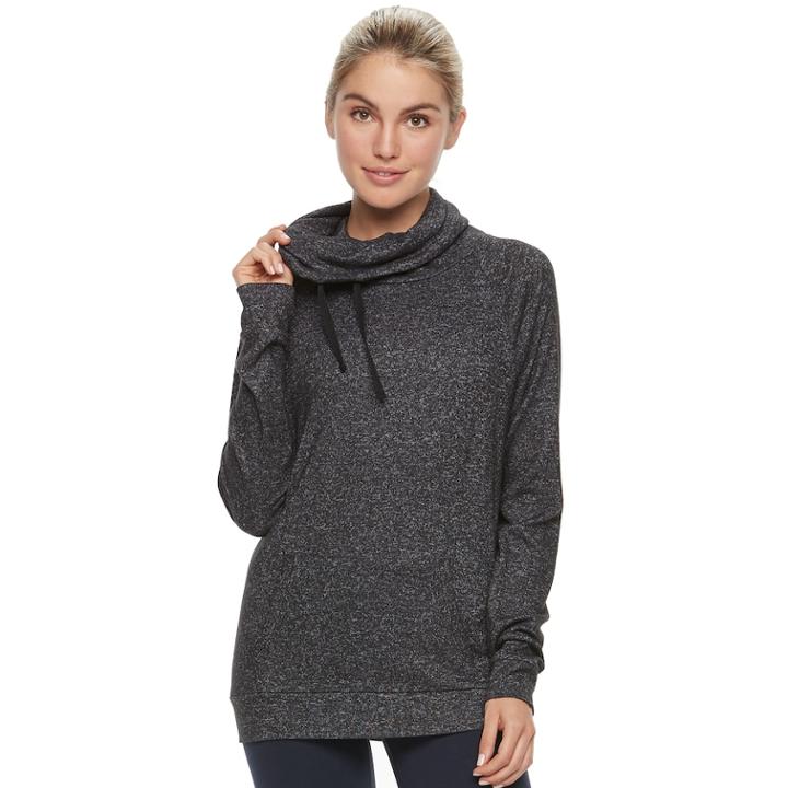 Women's Tek Gear&reg; Long Sleeve Cowl Neck Top, Size: Medium, Black
