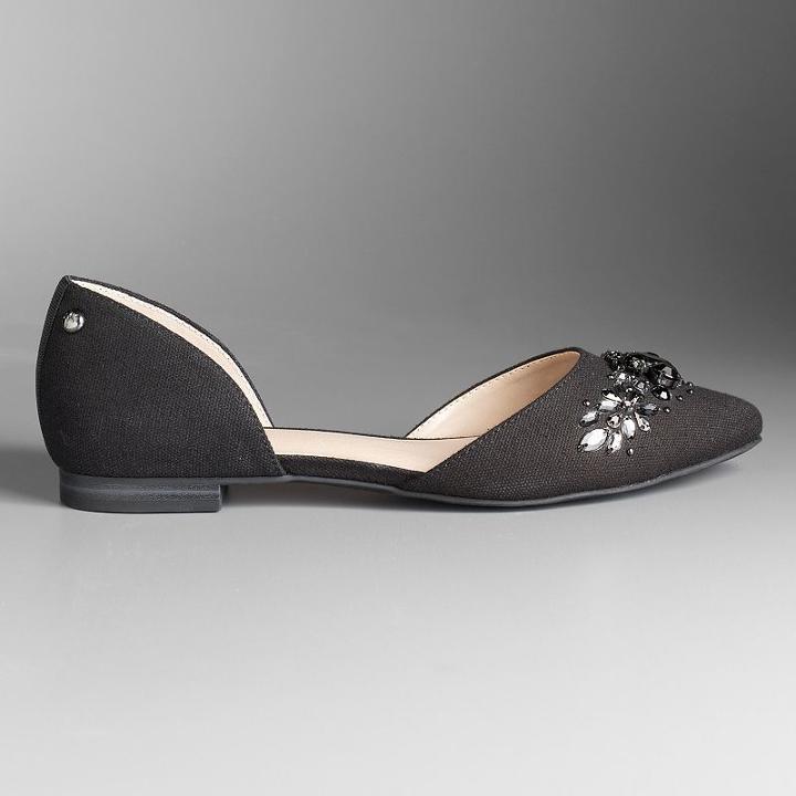 Simply Vera Vera Wang Women's Pointed D'orsay Flats, Size: 9, Black