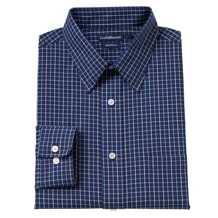 Croft & Barrow, Big & Tall Fitted Checked Dress Shirt, Men's, Size: 14.5-32/33, Blue