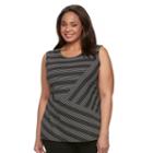 Plus Size Dana Buchman Stripes & Dots Tank, Women's, Size: 3xl, Black