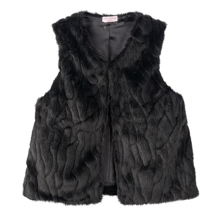 Toddler Girl Design 365 Faux-fur Vest, Size: 3t, Black
