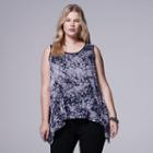 Plus Size Simply Vera Vera Wang Shadow Stripe Tank, Women's, Size: 0x, Blue (navy)