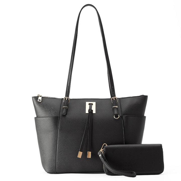 Deluxity Farrah Tote With Wallet, Women's, Black