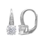 Primrose Sterling Silver Cubic Zirconia Pave Leverback Earrings, Women's, White