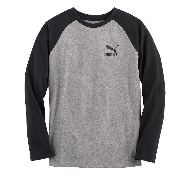 Boys' 8-20 Puma Raglan Tee, Size: Large, Grey (charcoal)