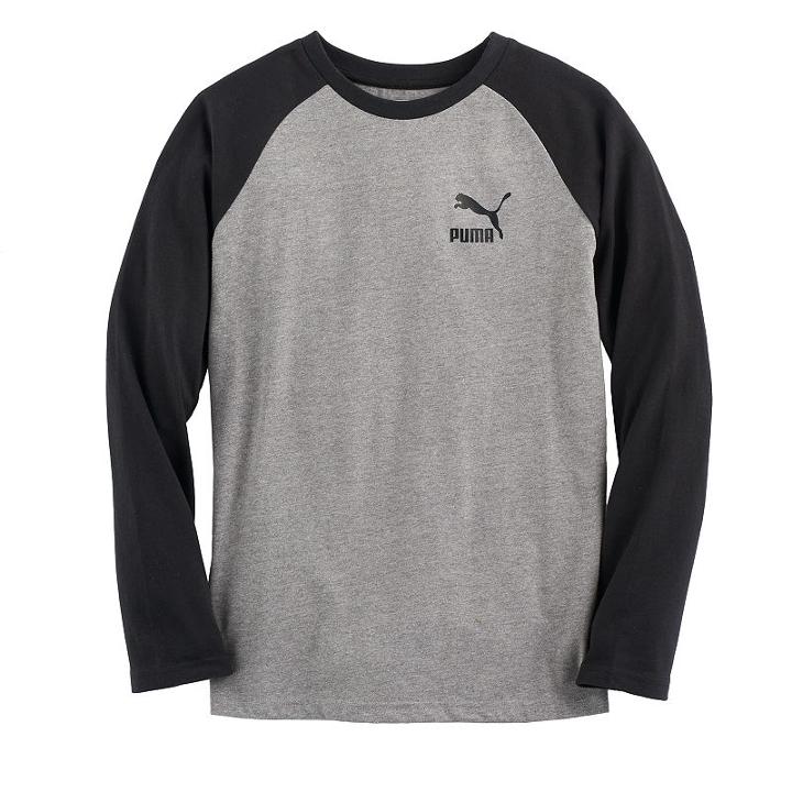 Boys' 8-20 Puma Raglan Tee, Size: Large, Grey (charcoal)