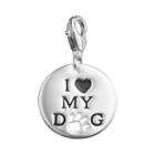 Personal Charm Sterling Silver I Heart My Dog Charm, Women's