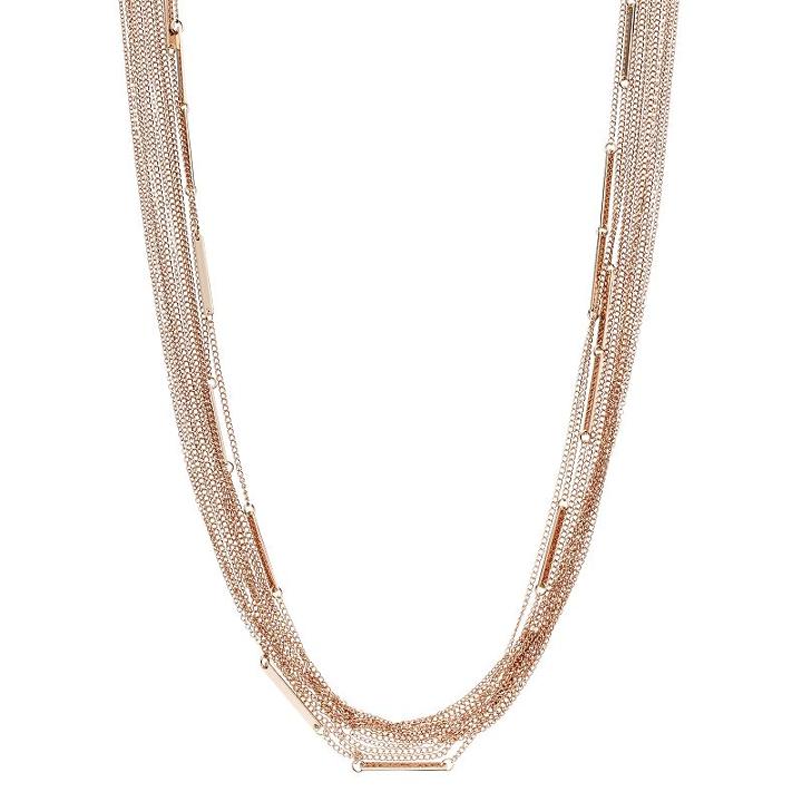 Jennifer Lopez Long Bar Link Multi Strand Chain Necklace, Women's, Light Pink