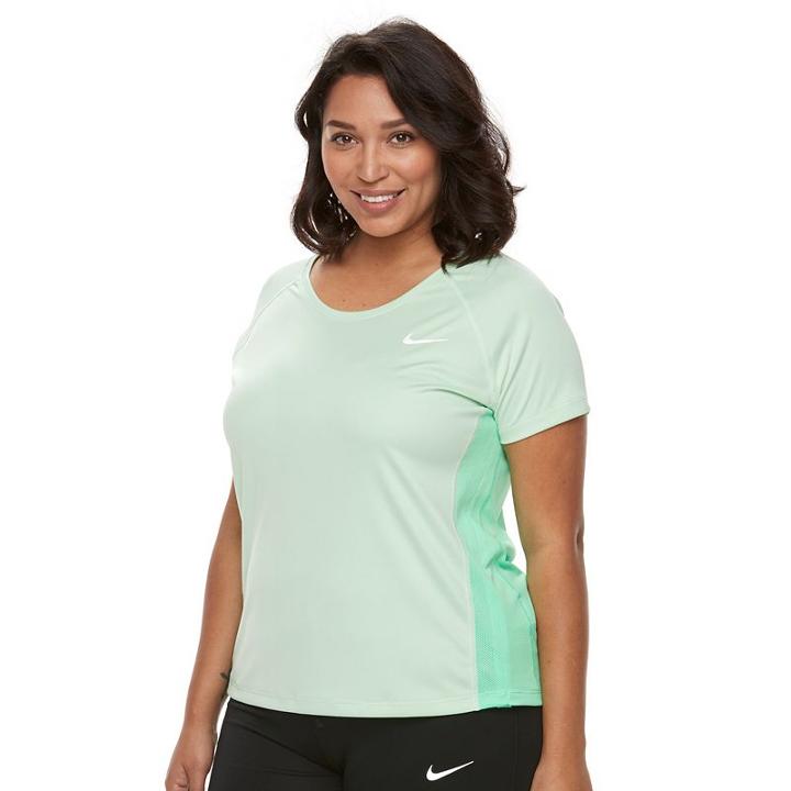 Plus Size Nike Miler Dri-fit Short Sleeve Top, Women's, Size: 1xl, Green