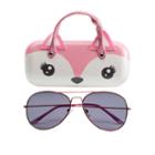 Girls 5-16 Aviator Sunglasses & Fox Hard Case Set, Girl's, Multicolor